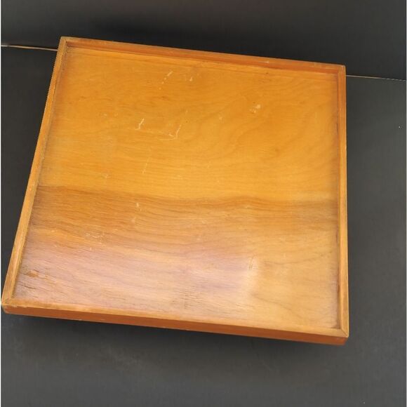 Vintage maple square wood lazy susan - Picture 2 of 9